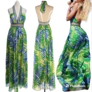 BCBGMaxAzria Silk Halter Maxi Dress